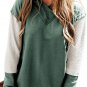 Mist Green Contrast Sleeves Patchwork Colorblock Hoodie