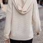 Apricot Solid Textured Drawstring Henley Hoodie