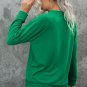 Green Solid Round Neck Raglan Sleeve Sweatshirt
