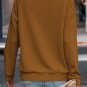 Chestnut Quilted Buttoned Neckline Stand Neck Pullover Sweatshirt