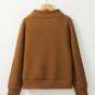 Chestnut Quilted Buttoned Neckline Stand Neck Pullover Sweatshirt