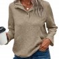 Pale Khaki Textured Knit Buttoned Kangaroo Pocket Sweatshirt