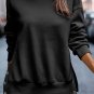 Black Snap Buttons Side Splits Pullover Sweatshirt