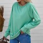 Green French Terry Cotton Blend Pullover Sweatshirt