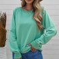 Green French Terry Cotton Blend Pullover Sweatshirt