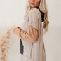 Smoke Gray Color Block High Low Textured Hoodie