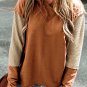 Chestnut Contrast Sleeves Patchwork Colorblock Hoodie
