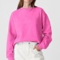 Bonbon Solid Fleece Lined Drop Shoulder Terry Sweatshirt