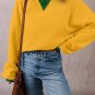 Ginger Color Block Patch Drop Shoulder Oversized Sweatshirt