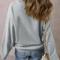 Light Grey Solid Fleece Lined Crew Neck Casual Sweatshirt