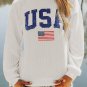 White USA Flag Corded Graphic Sweatshirt
