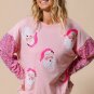 Pink Sequined Santa Claus Long Sleeve Christmas Sweatshirt