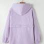 Lavendula Zipped Patch Pocket Fuzzy Drawstring Hoodie
