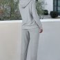 Light Grey Solid Color Fleece Lined Drawstring Hoodie with Pocket