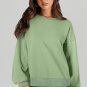 Smoke Green Solid O Neck High Low Hem Pullover Sweatshirt