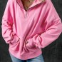 Bonbon Zip-up Stand Neck Kangaroo Pocket Sweatshirt