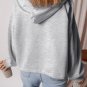 Light Grey Fleece Lined Half Zipper Kangaroo Pockets Loose Hoodie