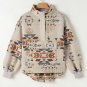 Apricot Aztec Print Collared Flap Pocket Sweatshirt