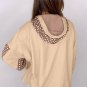 Apricot Floral Patchwork Star Pattern Drawstring Hoodie
