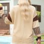 Light French Beige Striped Colorblock Patchwork Collar Sweatshirt