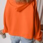 Orange Fleece Lined Half Zipper Kangaroo Pockets Loose Hoodie