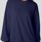 Navy Blue Solid Fleece Lined Drop Shoulder High Low Sweatshirt