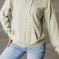 Green Checkered Print Kangaroo Pocket Drawstring Hoodie