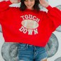 Fiery Red TOUCH DOWN Football Graphic Pullover Sweatshirt