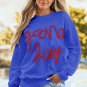 Dark Blue Tinsel Game Day Drop Shoulder Graphic Sweatshirt