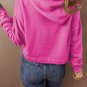 Sachet Pink Solid Drop Shoulder Drawstring Cropped Hoodie