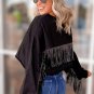 Black GAME DAY Rugby Sequined Tasseled Cropped Sweatshirt
