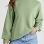 Smoke Green Plain Drop Shoulder Crewneck Pullover Sweatshirt