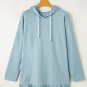Iceland Blue Solid Ruffled Hem Loose Fit Tunic Hoodie