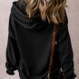 Black Fleece Lined Kangaroo Pocket Drawstring Chunky Hoodie
