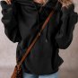 Black Fleece Lined Kangaroo Pocket Drawstring Chunky Hoodie