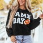 Black GAME DAY Graphic Varsity Pullover Sweatshirt