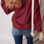 Burgundy Solid Fleece Lined Drop Shoulder Terry Sweatshirt