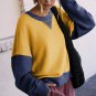 Yellow Color Block Thumbhole Sleeve Drop Shoulder Sweatshirt
