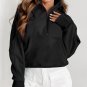 Black Quarter Zip Stand Neck Kangaroo Pocket Sweatshirt