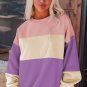 Meadow Mauve Colorblock Patchwork Drop Shoulder Sweatshirt