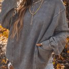 Gray Exposed Seam Twist Open Back Oversized Sweatshirt