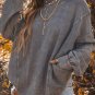Gray Exposed Seam Twist Open Back Oversized Sweatshirt
