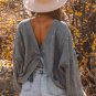 Gray Exposed Seam Twist Open Back Oversized Sweatshirt