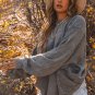 Gray Exposed Seam Twist Open Back Oversized Sweatshirt