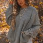 Gray Exposed Seam Twist Open Back Oversized Sweatshirt