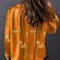 Orange Cheetah Printed Ruffled Sleeve Blouse