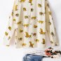 Apricot Printed Leopard Print Tab Sleeve Loose Fit V Neck Blouse