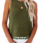 Green Tasseled Crochet Hollow Out Knit Tank