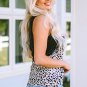 Black Gradient Leopard Split Neck Tank Top