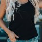 Black Scoop Neck Basic Solid Tank Top